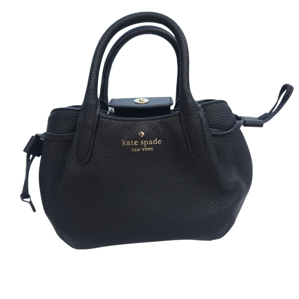 Kate Spade New York Dumpling Mini Satchel Crossbody Bag Black Pebbled Leather